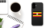 Uganda Flag Sticker on a Phone (New) example