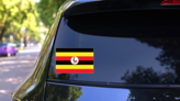 Uganda Flag Sticker on a Rear Car Window (New) example