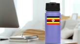 Uganda Flag Sticker on a Water Bottle (New) example
