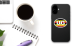 Uganda Ug Flag Oval Sticker on a Phone (New) example