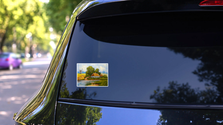 Ukraine Art Of Old Farm House In The Countryside Sticker on a Rear Car Window (New) example