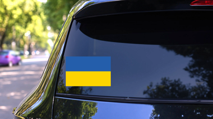 Ukraine Country Flag Sticker on a Rear Car Window (New) example