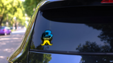 Ukraine Mustache Sticker on a Rear Car Window (New) example