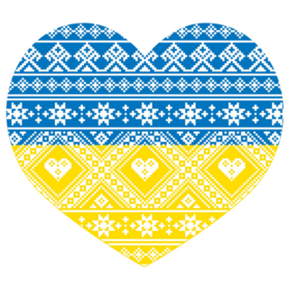 Ukrainian Flag - Heart Shape With Vyshyvanka Folk Art Sticker