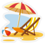 Umbrella And Sun Lounge On The Beach Sticker