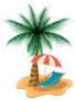 Umbrella And Sun Lounger On The Beach Sticker