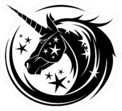 Unicorn Circle Tattoo Illustration With Stars Sticker