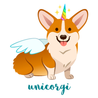 Unicorn Corgi Dog With Horn Sticker