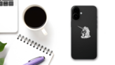 Unicorn Head With Long Horn Sticker on a Phone (New) example