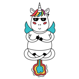 Unicorn Points His Middle Finger And Farts Rainbows Sticker