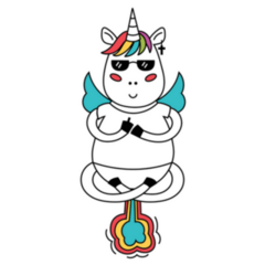 Unicorn Points His Middle Finger And Farts Rainbows Sticker