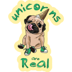 Unicorn Pug Sticker
