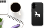 Unicorn With Long Tail Sticker on a Phone (New) example
