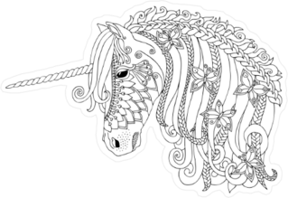 Unicorn Zentangle Fairy Tale Sticker
