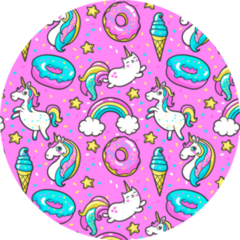 Unicorns, Donuts Rainbow, And Confetti Sticker
