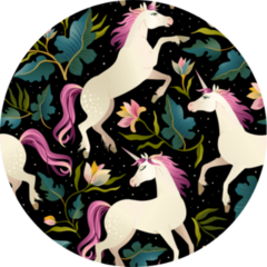 Unicorns Horses On A Dark Background With A Fairy Forest Sticker