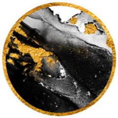 Unique Creativity Abstract Painting With Golden Swirls Sticker