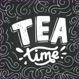 Unique Hand Lettering Tea Time Chalkboard Sticker