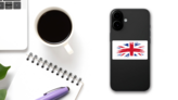 United Kingdom And Northern Ireland Grunge Flag Sticker on a Phone (New) example