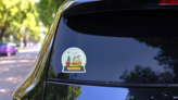 United Kingdom Famous Tourist Snow Globe Sticker on a Rear Car Window (New) example