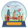 United Kingdom Famous Tourist Snow Globe Sticker