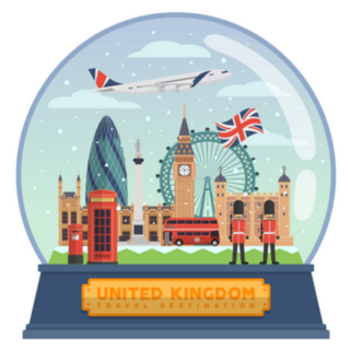 United Kingdom Famous Tourist Snow Globe Sticker