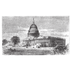 United States Capitol Washington, D.c. Engraved Illustration Sticker