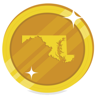 United States Federal Map Of Maryland Within Coin Sticker