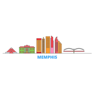 United States, Memphis Tennessee Line Cityscape Sticker