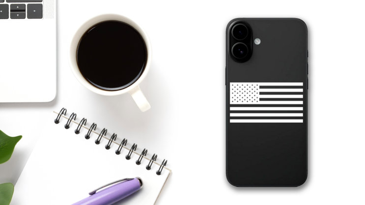 United States Of America Flag Sticker on a Phone (New) example