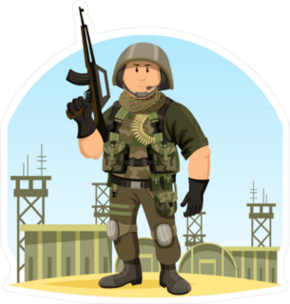 United States Soldier At Base Cartoon Sticker