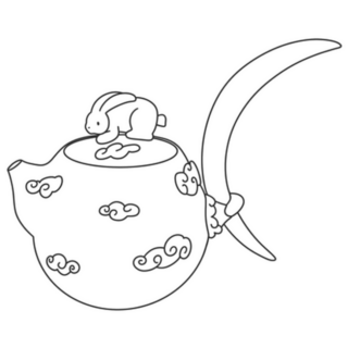Unusual Teapot Bunny And The Moon Sticker
