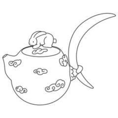 Unusual Teapot Bunny And The Moon Sticker