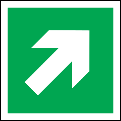 Upper Right Arrow Green Background Sign Sticker