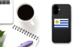 Uruguay Flag Sticker on a Phone (New) example