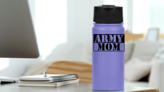 US Army Mom Stencil Sticker on a Water Bottle (New) example