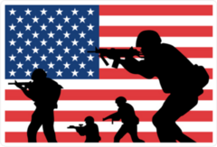 US Army Soldiers Silhouette Against USA Flag Sticker