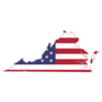 Us Flag Administrative Map Of Virginia, Usa Sticker