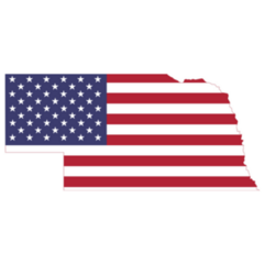 Us Flag Map Of The Federal State Of Nebraska Sticker