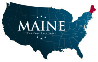 US Map Highlighting Maine Sticker