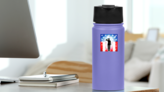 US Soldier Saluting In Front Of An American Flag Sticker on a Water Bottle (New) example