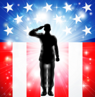 US Soldier Saluting In Front Of An American Flag Sticker