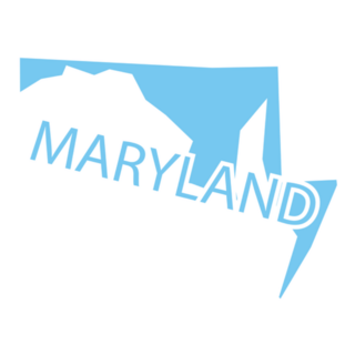 Us State Maryland Map Blue Lettering Sticker