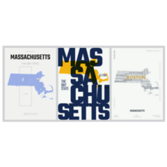 Us State Poster Detailed Massachusetts Map Sticker