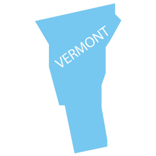 Us State Vermont Map In Blue Sticker