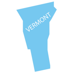 Us State Vermont Map In Blue Sticker