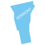 Us State Vermont Map In Blue Sticker