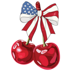 USA Cherry Bow Sticker
