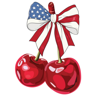 USA Cherry Bow Sticker