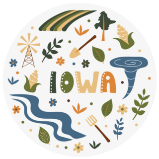 Usa Collection Iowa Theme. State Symbols Sticker